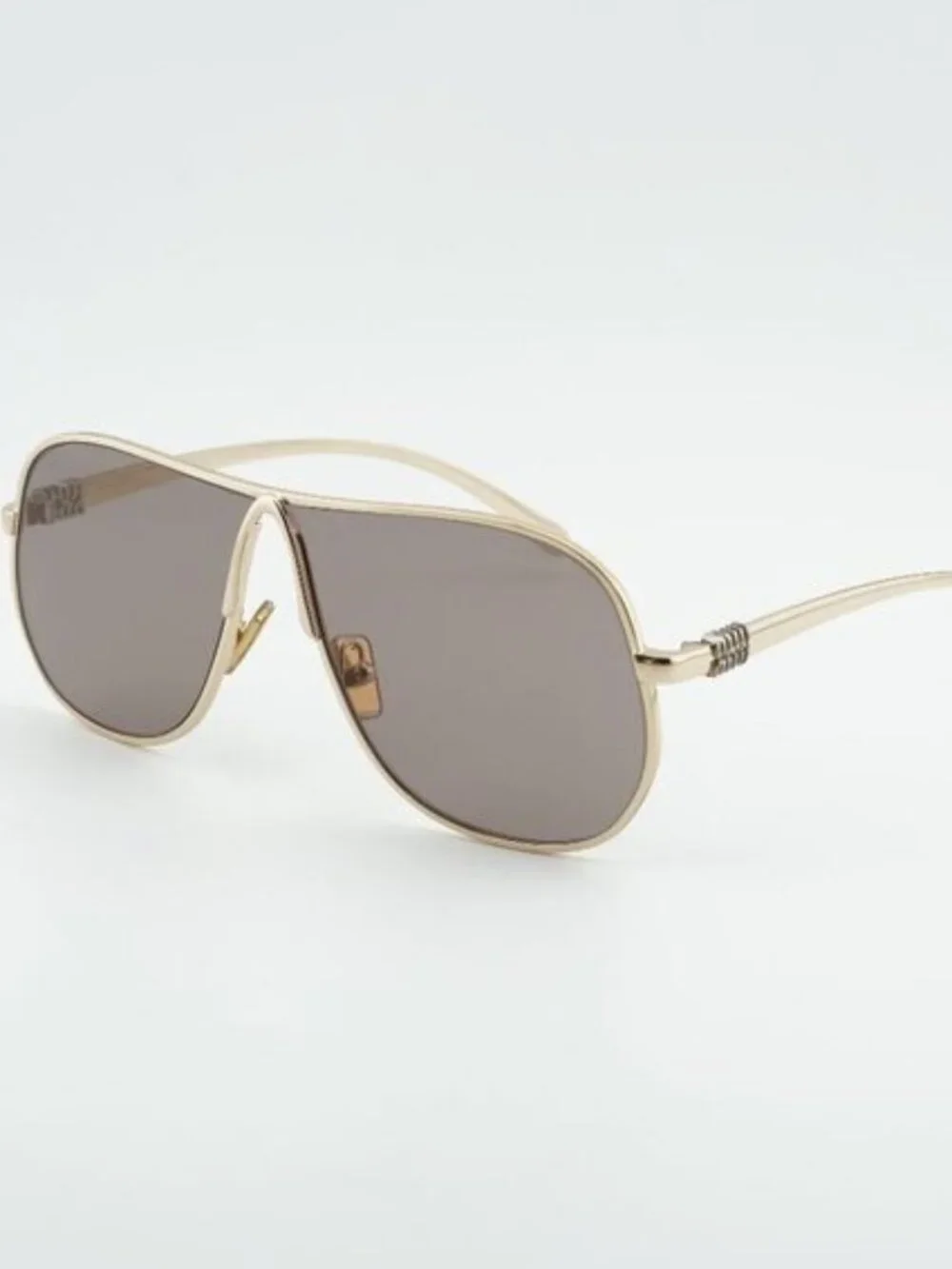 Miu Miu MUA56S 5AK20I Sunglasses Gold Geometric Frame, Purple Brown Lenses
